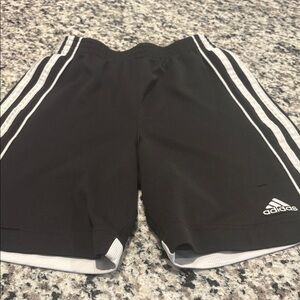 Adidas Black Shorts with White Stripes